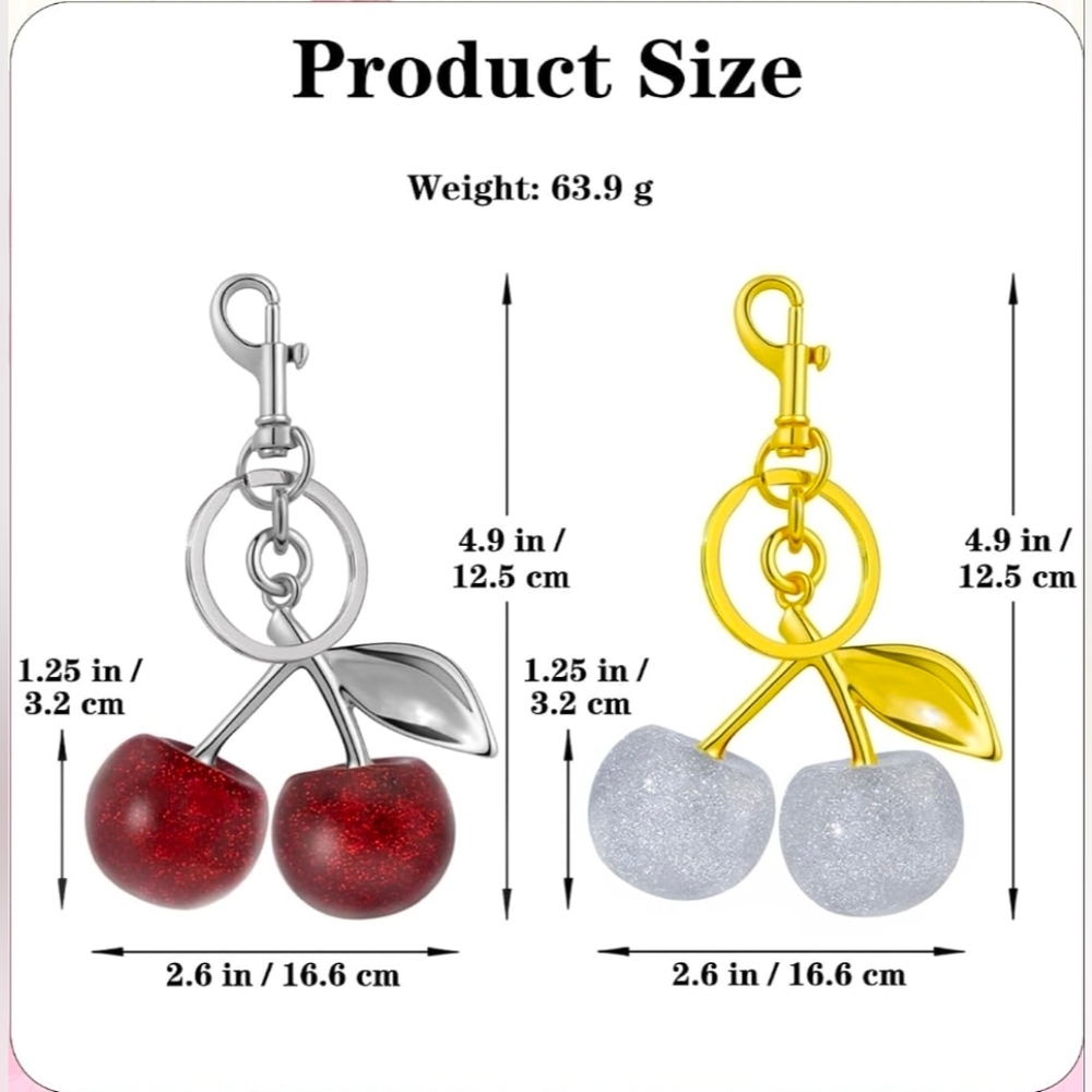 2 High Quality Cherry Charm/Keychain In Premium Resin/Metal - Picture 9 of 13